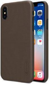 NILLKIN SUPER FROSTED SHIELD LOGO CUTOUT BACK COVER CASE FOR APPLE IPHONE X BROWN