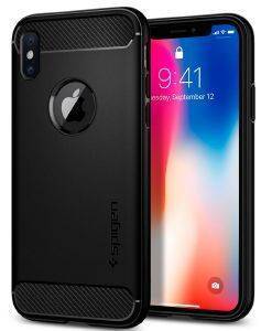 SPIGEN RUGGED TPU ARMOR BACK COVER CASE FOR APPLE IPHONE X / XS MATTE BLACK