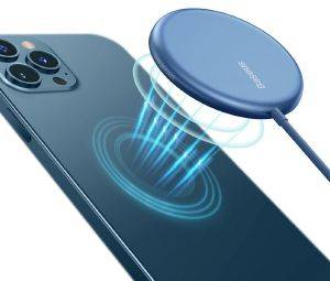 BASEUS SIMPLE MINI MAGNETIC WIRELESS CHARGER SUIT FOR IP12 WITH TYPE-C CABLE 1.5M BLUE