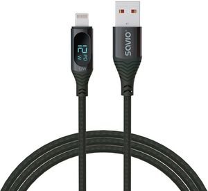 SAVIO CL-173 USB TYPE A LIGHTING CABLE WITH DIGITAL DISPLAY 2,4A 1M SAVIO CL-173 USB TYPE A LIGHTING CABLE WITH DIGITAL DISPLAY 2,4A 1M