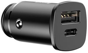 BASEUS SQUARE METAL CAR CHARGER PPS 30W USB + TYPE-C PORT PD3.0 QC4.0 SCP AFC BLACK BASEUS SQUARE METAL CAR CHARGER PPS 30W USB + TYPE-C PORT PD3.0 QC4.0 SCP AFC BLACK