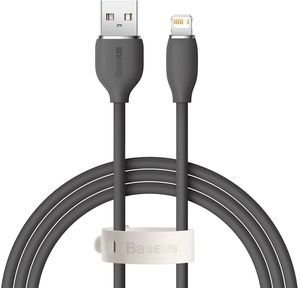 BASEUS JELLY LIQUID SILICA GEL FAST CHARGING DATA CABLE USB TO LIGHTNING 2.4A 1.2M BLACK
