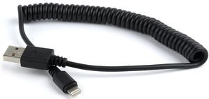 CABLEXPERT CC-LMAM-1.5M USB SYNC AND CHARGING SPIRAL CABLE FOR IPHONE 1.5M BLACK
