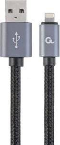 CABLEXPERT CCB-MUSB2B-AMLM-6 COTTON BRAIDED 8-PIN CABLE WITH METAL CONNECTORS 1.8M BLISTER BLACK