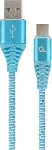 CABLEXPERT CC-USB2B-AMCM-1M-VW COTTON BRAIDED CHARGING CABLE USB TYPE-C BLUE/WHITE 1 M CABLEXPERT CC-USB2B-AMCM-1M-VW COTTON BRAIDED CHARGING CABLE USB TYPE-C BLUE/WHITE 1 M