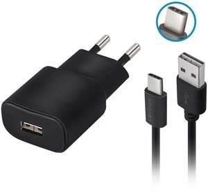 FOREVER TC-01 WALL CHARGER USB 2A + CABLE TYPE-C BLACK