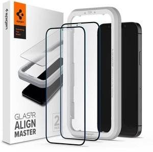 SPIGEN TEMPERED ALM GLASS FC FOR IPHONE 12 / 12 PRO BLACK 2 PCS