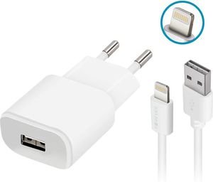 FOREVER TC-01 WALL CHARGER USB 2A + CABLE FOR IPHONE 8-PIN WHITE FOREVER TC-01 WALL CHARGER USB 2A + CABLE FOR IPHONE 8-PIN WHITE