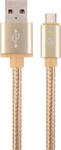 CABLEXPERT CCB-MUSB2B-AMCM-6-G COTTON BRAIDED TYPE-C USB CABLE METAL CONNECTORS 1.8M BLISTER GOLD