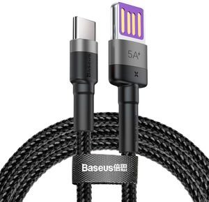 BASEUS CABLE CAFULE HW QUICK CHARGING TYPE-C 40W 1M GREY BLACK