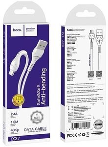 HOCO CABLE USB COOL POWER CHARGING DATA CABLE FOR MICRO USB 1M WHITE