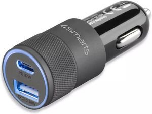 4SMARTS HYBRID 2.0 IN-CAR 27W PD QC 3.0 CHARGER METAL GREY