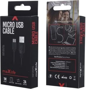 MAXLIFE CABLE TYPE-C FAST CHARGE 2A 1M BLACK MAXLIFE CABLE TYPE-C FAST CHARGE 2A 1M BLACK