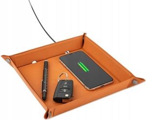 4SMARTS POCKET TRAY ORGANIZER WITH WIRELESS CHARGER 15W COGNAC