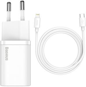 BASEUS SUPER SI QUICK CHARGER 1C 20W + CABLE TYPE-C TO LIGHTNING IPHONE IPAD 1M WHITE BASEUS SUPER SI QUICK CHARGER 1C 20W + CABLE TYPE-C TO LIGHTNING IPHONE IPAD 1M WHITE
