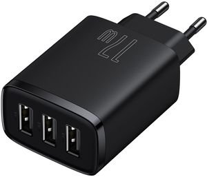 BASEUS UNIVERSAL WALL CHARGER 3X USB 3.4A 17W BLACK BASEUS UNIVERSAL WALL CHARGER 3X USB 3.4A 17W BLACK