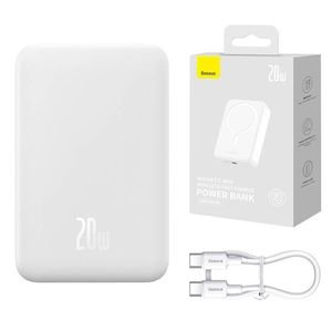 BASEUS WIRELESS POWERBANK QI 20000MAH MINI MAGNETIC MAGSAFE 20W WHITE BASEUS WIRELESS POWERBANK QI 20000MAH MINI MAGNETIC MAGSAFE 20W WHITE