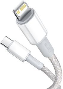 BASEUS HIGH DENSITY BRAIDED FAST CHARGING DATA CABLE TYPE-C TO LIGHTNING PD 20W 1M WHITE