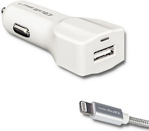 QOLTEC 51838 CAR CHARGER 12-24V 12W 5V 2.4A USB + CABLE LIGHTNING / USB 2.0 MFI 1.5M WHITE QOLTEC 51838 CAR CHARGER 12-24V 12W 5V 2.4A USB + CABLE LIGHTNING / USB 2.0 MFI 1.5M WHITE