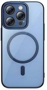 BASEUS GLITTER TRANSPARENT MAGNETIC CASE AND TEMPERED GLASS SET IPHONE 14 PRO MAX BLUE