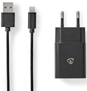 NEDIS WCHAL242ABK WALL CHARGER 1X 2.4A 1X USB-A LIGHTNING 8-PIN CABLE 1.00M 12W