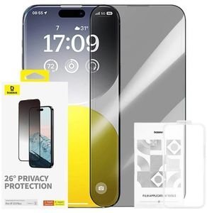 BASEUS IPHONE 15 PLUS DIAMOND PRIVACY PROTECTION TEMPERED GLASS