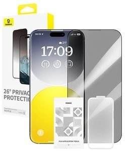 BASEUS DIAMOND IPHONE 15 PRIVACY PROTECTION TEMPERED GLASS