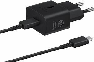 SAMSUNG WALL CHARGER 25W 3A USB TYPE-C BLACK + CABLE TYPE-C EP-T2510XB