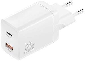 4SMARTS WALL CHARGER PD DUAL PORT USB + TYPE-C 30W WHITE