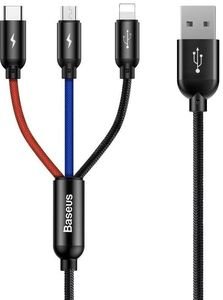 BASEUS CABLE THREE PRIMARY COLORS 3-IN-1 FOR M+L+T 3.5A 1.2M BLACK