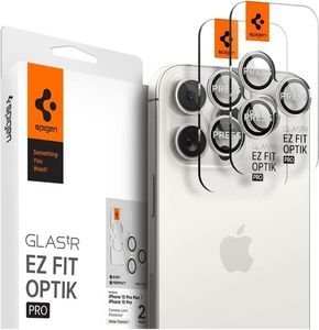 SPIGEN GLASS TR EZ FIT OPTIK PRO 2 PACK WHITE TITANIUM FOR IPHONE 15 PRO/15 PRO MAX