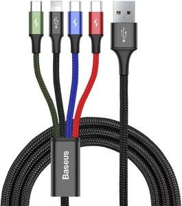 BASEUS FAST 4-IN-1 CABLE LIGHTNING + 2X TYPE-C + MICRO 3.5A BLACK