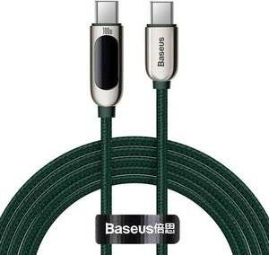 BASEUS DISPLAY FAST CHARGING DATA CABLE TYPE-C TO TYPE-C 100W 2M GREEN