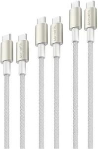 4SMARTS TYPE-C TO TYPE-C CABLES PREMIUMCORD 60W SET OF 3 PIECES 0.5M+1.5M+3M WHITE SILVER