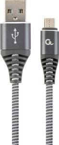 CABLEXPERT CC-USB2B-AMMBM-2M-WB2 PREMIUM COTTON BRAIDED MICRO-USB CHARGING CABLE GREY/WHITE 2 M