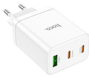 HOCO N33 35W 3A MULTI WALL CHARGER 2X TYPE-C + USB WHITE HOCO N33 35W 3A MULTI WALL CHARGER 2X TYPE-C + USB WHITE