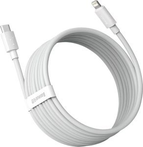 BASEUS SIMPLE WISDOM DATA CABLE KIT 2-PACK TYPE-C TO LIGHTNING PD 20W 5A 1.5M WHITE
