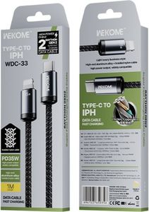 CHARGING CABLE WK 35W PD TYPE-C/I6 BLACK 1M WDC-33 3A