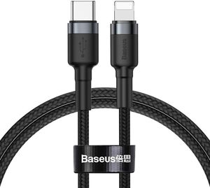 BASEUS CAFULE CABLE USB TYPE-C TO LIGHTNING PD 18W 1M GREY BLACK