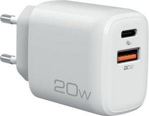 NOD E-WALL AC20 UNIVERSAL  USB-A QC3.0 & USB-C PD3.0 20W WHITE