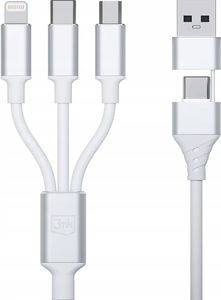 LAMTECH 3 IN 1 CHARGING TYPE-C CABLE TO TYPE-C/LIGHTNING/MICRO USB 1M WHITE LAM113119