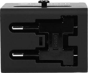 LAMTECH UNIVERSAL TRAVEL ADAPTER WITH 2 USB PORTS AC 6A BLACK LAM113829
