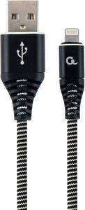 CABLEXPERT CC-USB2B-AMLM-1M-BW PREMIUM COTTON BRAIDED 8-PIN CHARGING CABLE BLACK/WHITE 1M