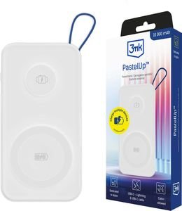 POWERBANK 3MK PASTELUP 10000MAH 22.5W QC + PD + FQI WIRELESS CHARGING WHITE