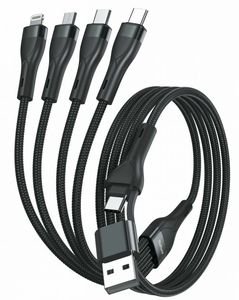 4SMARTS USB TYPE-C/TYPE-A MULTI-CHARGING CABLE 4-IN-2 1.2M BLACK