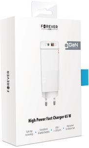 FOREVER CORE PD+ QC 3.0 GAN CHARGER 1X USB 1X USB-C 65W WHITE