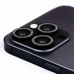 SET OF LENS GLASSES FOR IPHONE 14 PRO 6,1 BLACK GLITTER (3 PCS)