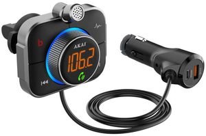 AKAI FMT-95BT FM TRANSMITTER    BLUETOOTH MICRO SD FAST CHARGE USB & USB TYPE-C LED