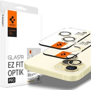 SPIGEN GLASS TR EZ FIT OPTIK PRO 2 PACK YELLOW FOR IPHONE 15/15 PLUS/14/14 PLUS