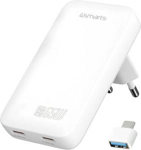 4SMARTS WALL CHARGER FLAT PLUG DUOS 65W GAN 2X TYPE-C WHITE 4SMARTS WALL CHARGER FLAT PLUG DUOS 65W GAN 2X TYPE-C WHITE